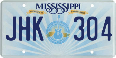 MS license plate JHK304