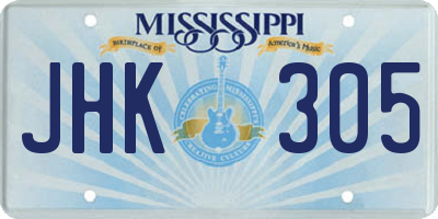 MS license plate JHK305