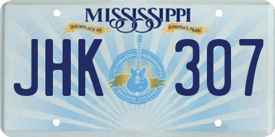 MS license plate JHK307