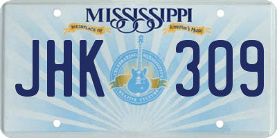 MS license plate JHK309