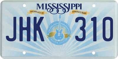 MS license plate JHK310