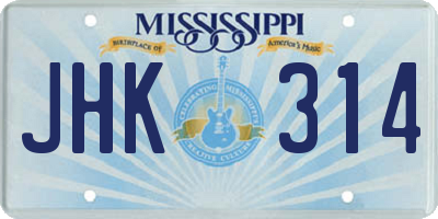MS license plate JHK314