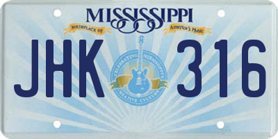 MS license plate JHK316