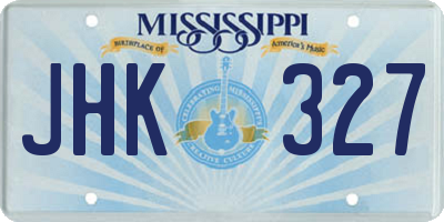 MS license plate JHK327
