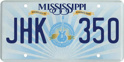 MS license plate JHK350