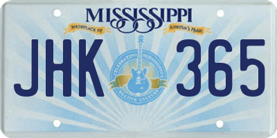 MS license plate JHK365