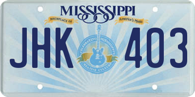 MS license plate JHK403