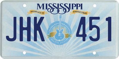 MS license plate JHK451