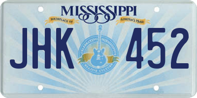 MS license plate JHK452