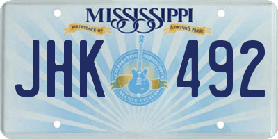 MS license plate JHK492