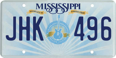 MS license plate JHK496