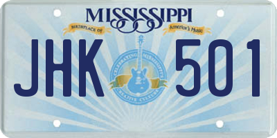 MS license plate JHK501