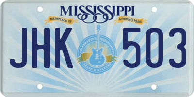 MS license plate JHK503