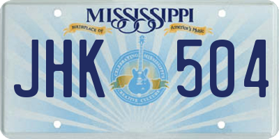 MS license plate JHK504