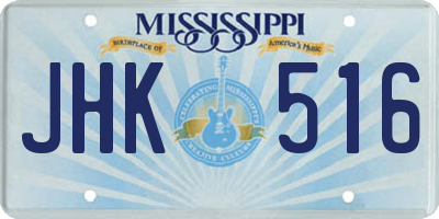 MS license plate JHK516