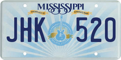 MS license plate JHK520