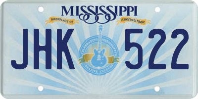 MS license plate JHK522