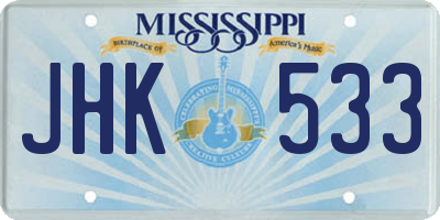 MS license plate JHK533