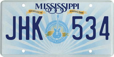 MS license plate JHK534