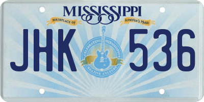 MS license plate JHK536