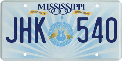 MS license plate JHK540