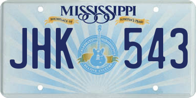 MS license plate JHK543