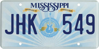 MS license plate JHK549