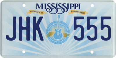 MS license plate JHK555