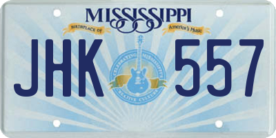 MS license plate JHK557