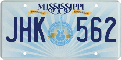 MS license plate JHK562