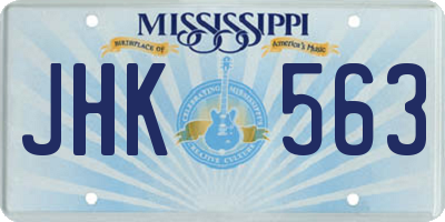 MS license plate JHK563