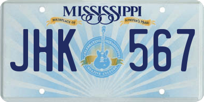 MS license plate JHK567