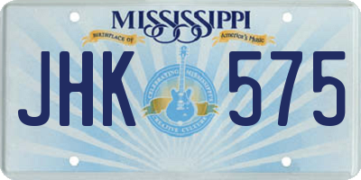 MS license plate JHK575