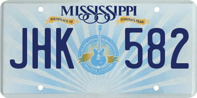MS license plate JHK582
