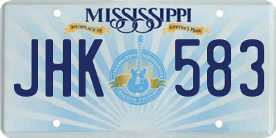 MS license plate JHK583