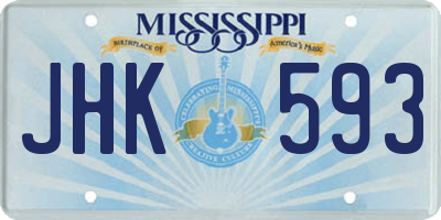 MS license plate JHK593