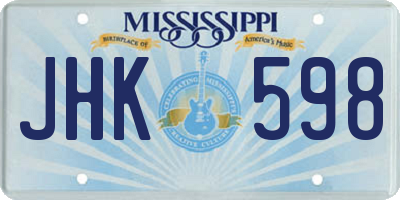 MS license plate JHK598