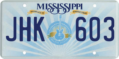 MS license plate JHK603
