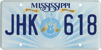MS license plate JHK618
