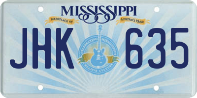 MS license plate JHK635