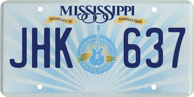 MS license plate JHK637