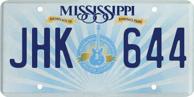 MS license plate JHK644