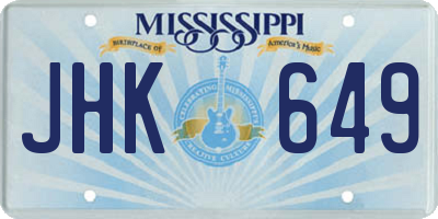 MS license plate JHK649