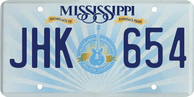 MS license plate JHK654