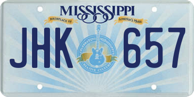 MS license plate JHK657