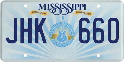 MS license plate JHK660