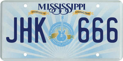 MS license plate JHK666