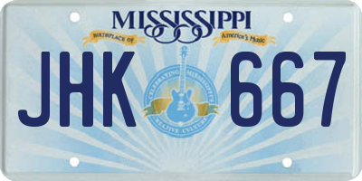 MS license plate JHK667