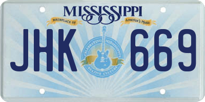 MS license plate JHK669
