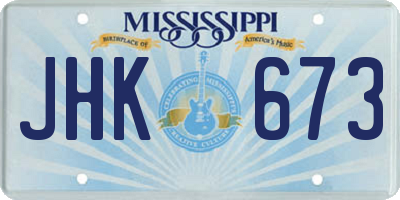 MS license plate JHK673